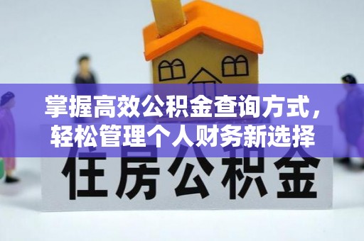 鄂城掌握高效公积金查询方式，轻松管理个人财务新选择