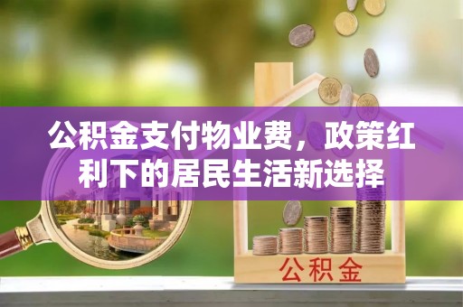 鄂城公积金支付物业费，政策红利下的居民生活新选择